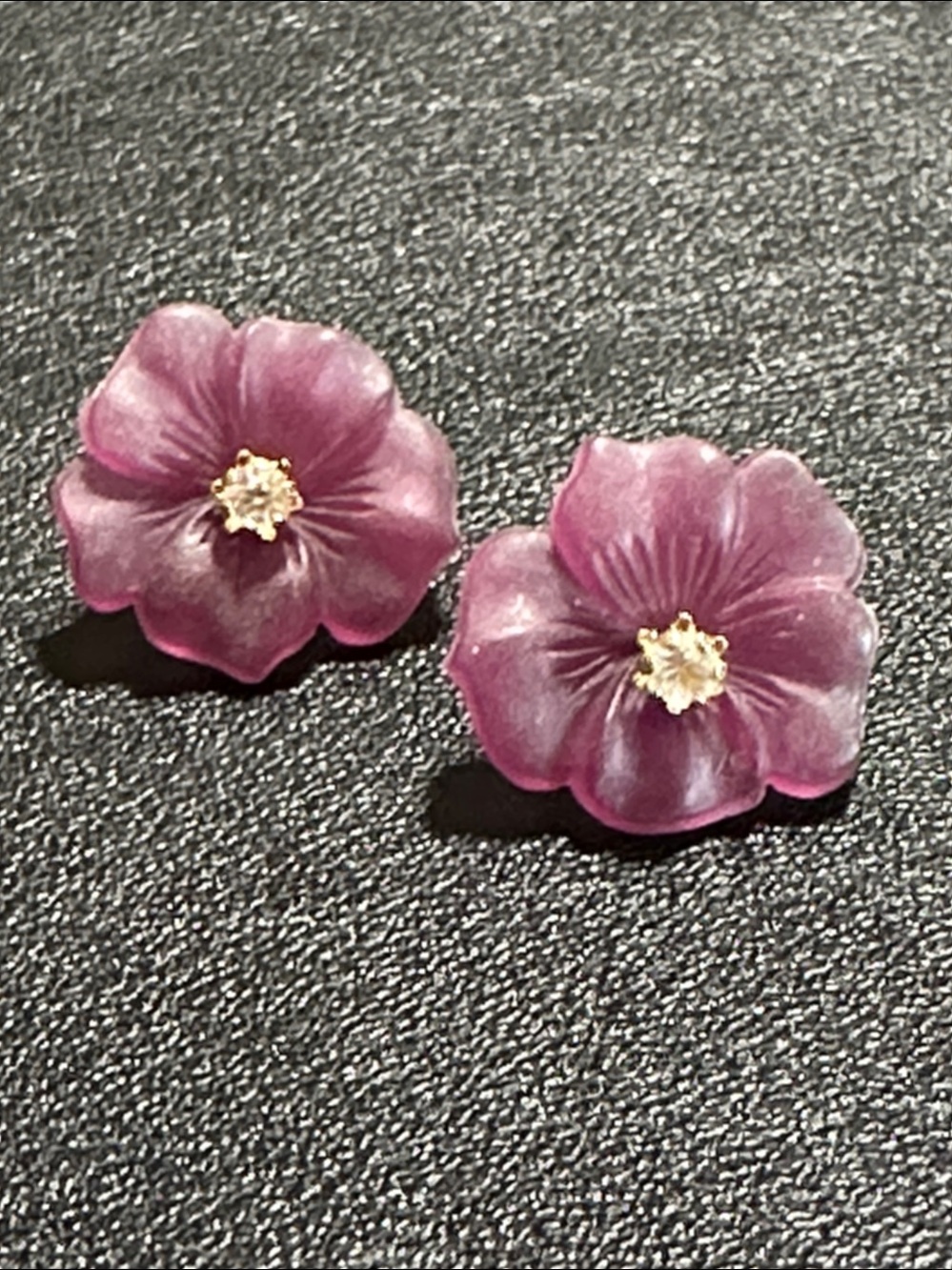 Avon 1980’s Violet Pansy Jacket Over Rhinestone Stud Convertible Earrings